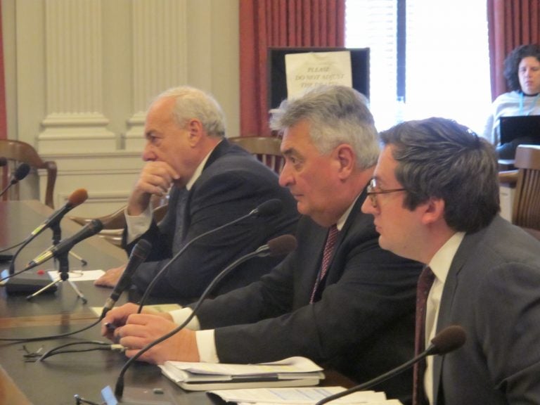 New Jersey Transit officials testify at a legislative hearing in Trenton.