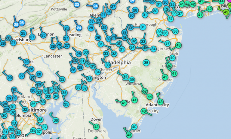 Weather Underground map at 8 a.m. Saturday. 