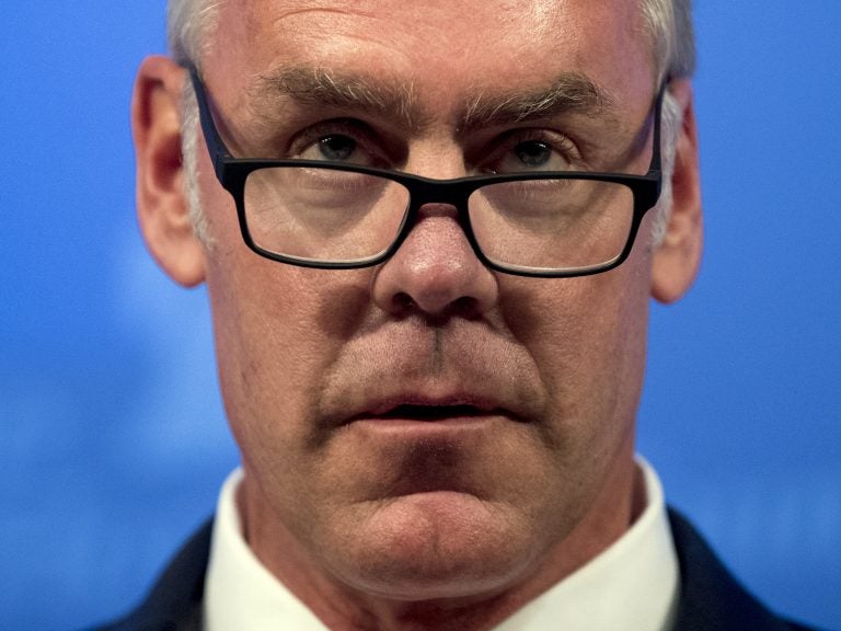 Interior Secretary Ryan Zinke speaks on the Trump Administration's energy policy at the Heritage Foundation in Washington, in September. Nine of 12 members of the National Park Service advisory board resigned Monday citing Zinke's unwillingness to meet with the panel.