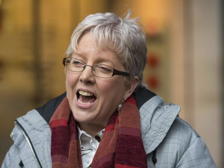BBC's China editor Carrie Gracie speaks to the media outside BBC Broadcasting House in London on Jan. 8. She has resigned her position in Beijing in protest over what she called a failure to sufficiently address a gap in compensation between men and women at the public broadcaster.
(Dominic Lipinski/AP)