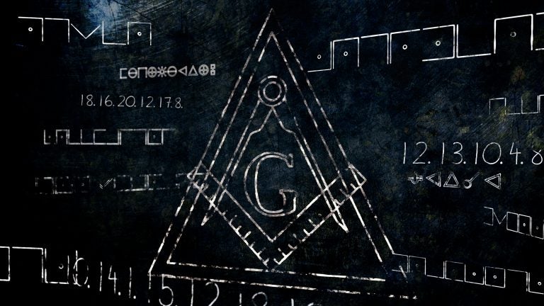 The Free Masonic Grand Lodge Sign and Illuminati Secret Characters in an Abstract Drawing Grungy Design Editorial Illustration