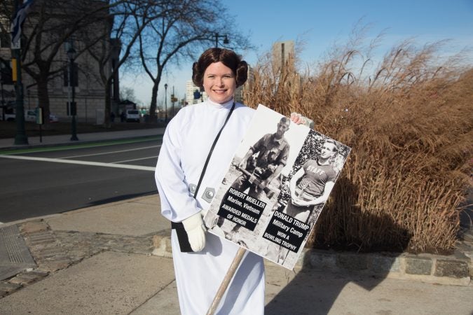 Marie can from Glenmore, Pa. for the 2018 Women's March on Philadelphia, January 20, 2018. (Emily Cohen for WHYY)