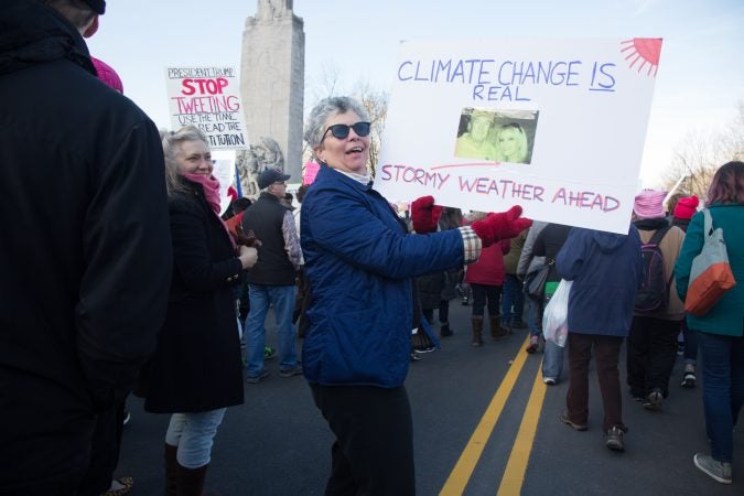 Marchers get creative with their signs at the 2018 Women's March on Philadelphia, January 20, 2018. (Emily Cohen for WHYY)