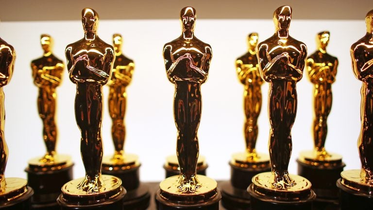 A view of Oscar statuettes backstage during the 2017 Academy Awards.