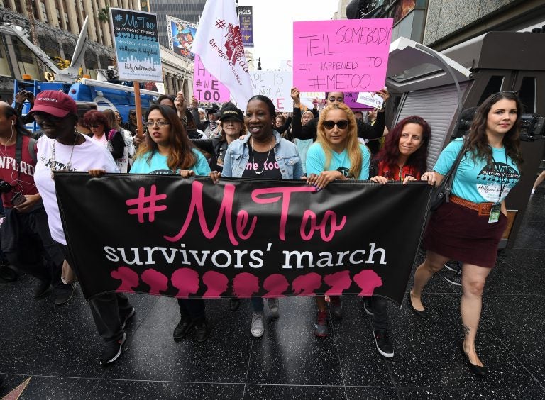 
Women who are survivors of sexual harassment, sexual assault, sexual abuse and their supporters protest during a #MeToo march in Hollywood, Calif., on Nov. 12, 2017. Moira Donegan revealed herself as the creator of an anonymously sourced list of men who work in media accused of sexual misconduct. (Mark Ralston/AFP/Getty Images)