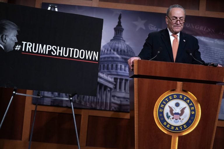 Senate Minority Leader Chuck Schumer, D-N.Y., speaks during a news conference Saturday on Capitol Hill in Washington, D.C. (Alex Wong/Getty Images)
