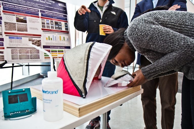 University of Pennsylvania junior chemistry major Sisan Dorsu worked to design a nanocoating for tents.