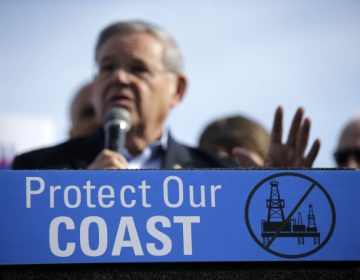 FILE - In this Jan. 31, 2016 file photo, Democratic U.S. Sen. Bob Menendez addresses a large rally in Asbury Park, N.J.,