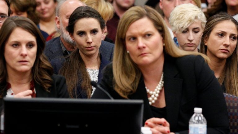 The entire USA Gymnastics board will resign, the group says. Rachael Denhollander (center) listens as Larry Nassar, a former team USA Gymnastics doctor, was sentenced to up to 175 years in prison for sexual abuse over decades of his involvement with the program. The entire USA Gymnastics board will resign, the group says. Rachael Denhollander (center) listens as Larry Nassar, a former team USA Gymnastics doctor, was sentenced to up to 175 years in prison for sexual abuse over decades of his involvement with the program.
