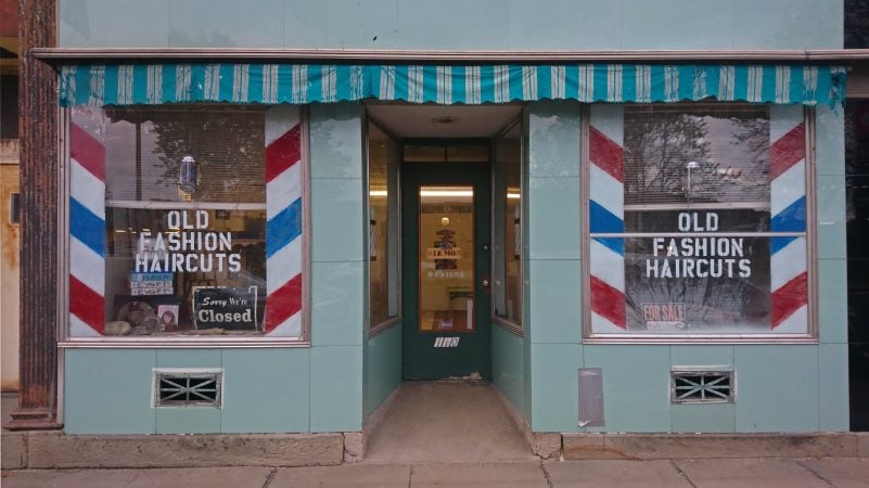 A barber shop in downtown Titusville (Kevin McCorry/WHYY)