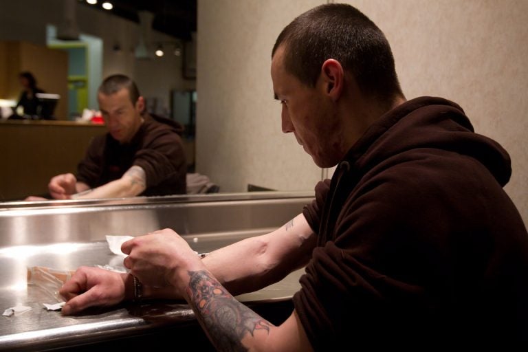 A an injects heroin he bought on the street at a safe-injection clinic in Vancouver, B.C.