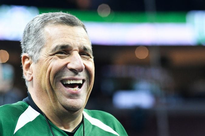Radio host Angelo Cataldi smiles during Wing Bowl 26, at the Wells Fargo Center, on Friday. (Bastiaan Slabbers for WHYY)
