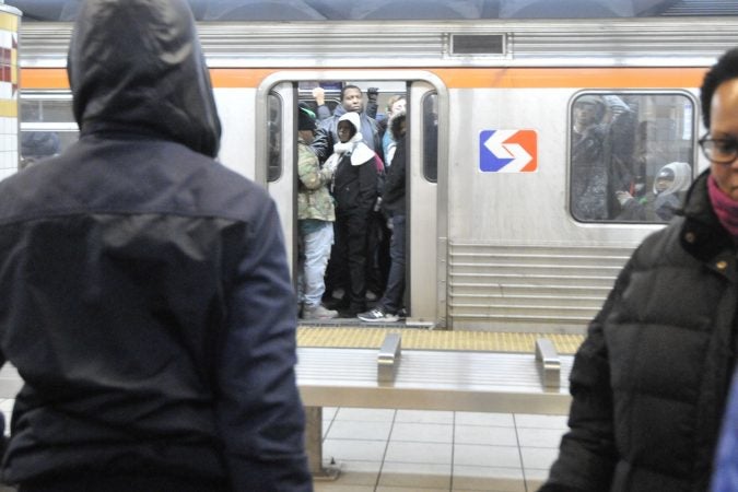 Subway cars are full as fans head into Center City to celebrate the Eagles Superbowl Championship