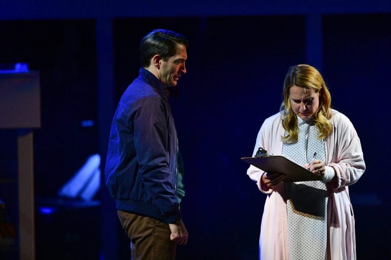 Ben Dibble and Krissy Fraelich as husband and wife in Media Theatre's production of the musical 