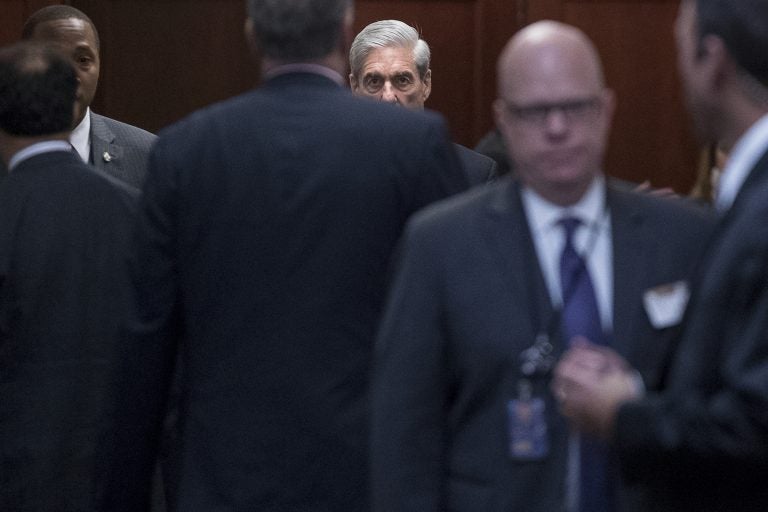 Robert Mueller Former FBI Director Robert Mueller, center, the special counsel probing Russian interference in the 2016 election, arrives on Capitol Hill for a closed door meeting, Wednesday, June 21, 2017, in Washington.