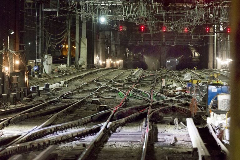 This Tuesday, July 25, 2017 photo shows the rail interlocking and trans-Hudson tunnels at New York's Penn Station. Disabled trains in the tunnels under the Hudson and East rivers regularly cause delays that can ripple up and down the northeastern U.S. and Amtrak says because of safety protocols, even during off-peak times a disabled train causes a minimum delay of 45 minutes to an hour. (Richard Drew/AP Photo)