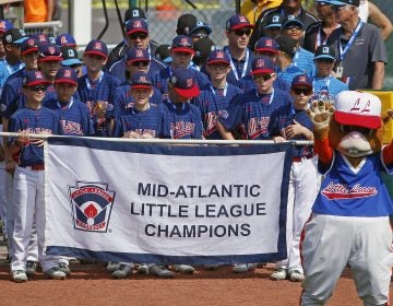 The Mid-Atlantic region team from Jackson, N.J., participates in the opening ceremony of the 2017 Little League World Series tournament in South Williamsport, Pa., Thursday, Aug. 17, 2017. (AP Photo/Gene J. Puskar)