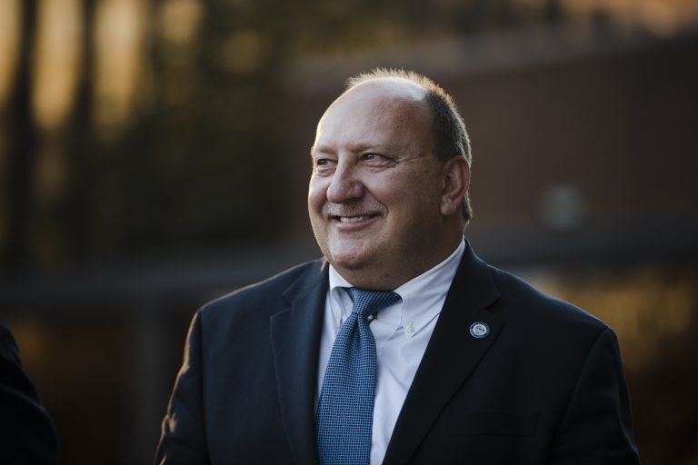 Allentown Mayor Ed Pawlowski walks from the federal courthouse in Philadelphia after a pretrial hearing, Tuesday, Nov. 28, 2017.