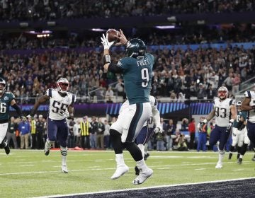 Nick Foles catching a touchdown pass in the Super Bowl