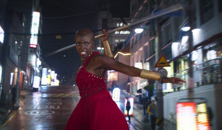 This image released by Disney shows Danai Gurira in a scene from Marvel Studios' 