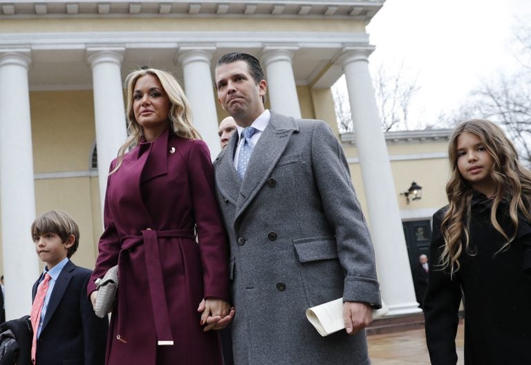 Donal Trump Jr., wife Vanessa Trump, and their children walk out together after attending church service at St. John's Episcopal Church across from the White House in Washington, Friday, Jan. 20, 2017. (Pablo Martinez Monsivais/AP Photo)