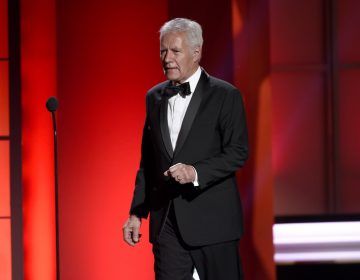 Alex Trebek walks out on stage at the 44th annual Daytime Emmy Awards at the Pasadena Civic Center on Sunday, April 30, 2017, in Pasadena, Calif. (Photo by Chris Pizzello/Invision/AP)