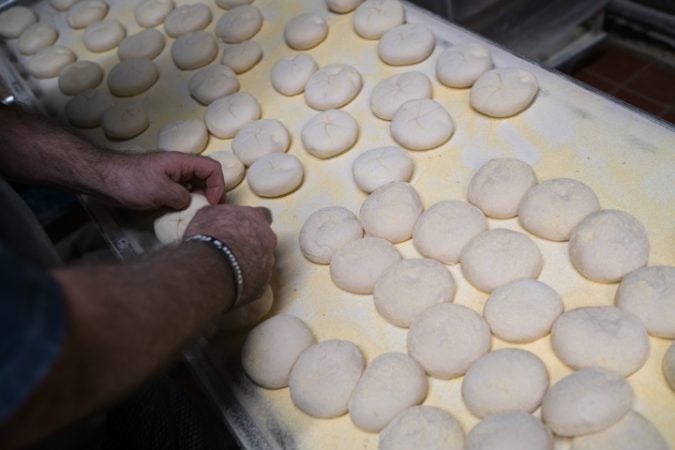 Rolls are laid out to be baked at Carangi Baking Co. & Cafe in South Philadelphia in preparation for the Super Bowl on January 4, 2018.