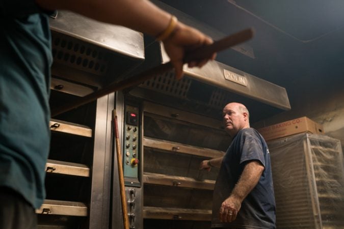 Marty Cunningham preps rolls at Carangi Baking Co. & Cafe in South Philadelphia in preparation for the Super Bowl on January 4, 2018.