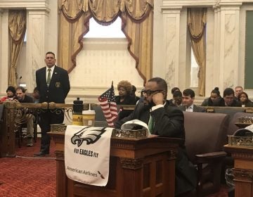 City Councilman Curtis Jones listens to testimony at a hearing on changing the cash bail system. (Bobby Allyn/WHYY)