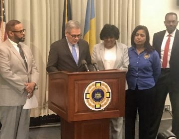 Philadelphia District Attorney Larry Krasner announces that the city’s prosecutors will no longer seek cash bail for nonviolent defendants while they await trial.(Bobby Allyn/WHYY)