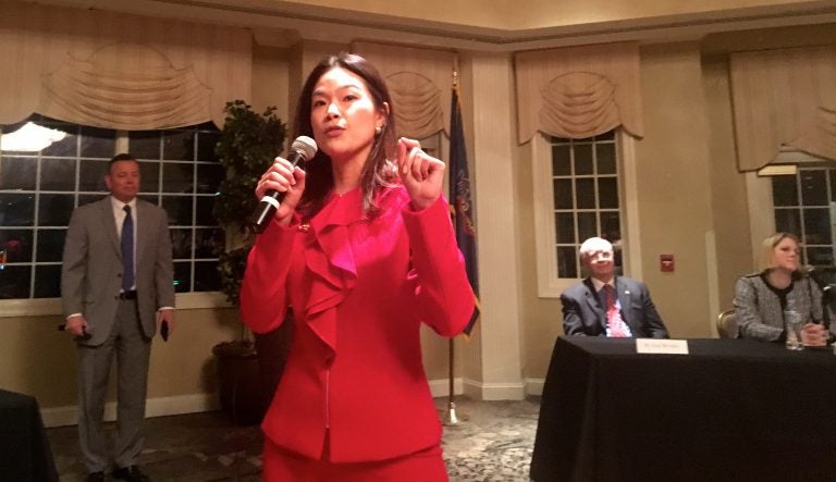 Pearl Kim is one of seven Republican candidates seeking to replace U.S. Rep. Pat Meehan in Pennsylvania's 7th congressional district.
 (Dave Davies/WHYY)