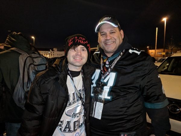 KOP resident Rocco Granato, right, is taking his son Christopher Strohm to the parade.