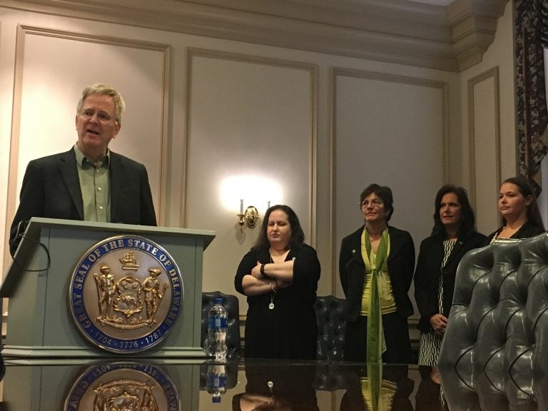 Travel writer and TV host Rick Steves joined lawmakers and advocates for legalizing marijuana in Dover, Delaware. (Mark Eichmann/WHYY)