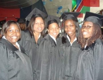 Deanna Jenkins (center) is shown with some of her class of 2007 Spelman classmates