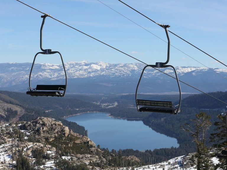 On Jan. 28, 2015, with a record low snowpack, chairs sit idle on a ski lift at Donner Ski Ranch in Norden, Calif. (Rich Pedroncelli/AP) 