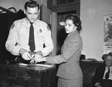 Rosa Parks is fingerprinted by police in Montgomery, Ala. in 1956.
