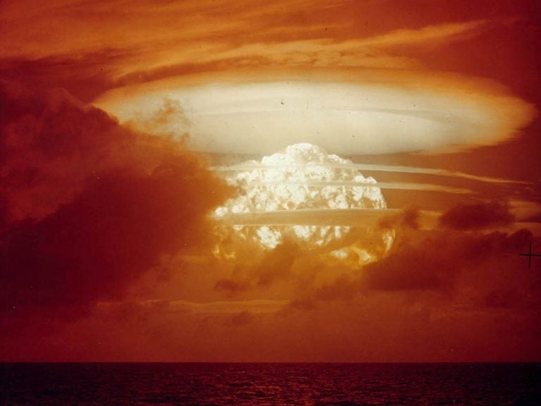 On March 1, 1954, the U.S. conducted its largest nuclear test with a yield of 15 megatons. The new Russian weapon would be up to 100 megatons, according to reports. (USAF Lookout Moutain Laboratory)