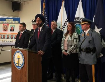 New Jersey Attorney General Gurbir Grewal announces charges against seven men for allegedly trafficking guns from Ohio to sell illegally in Camden, N.J.
 (Joe Hernandez/WHYY)