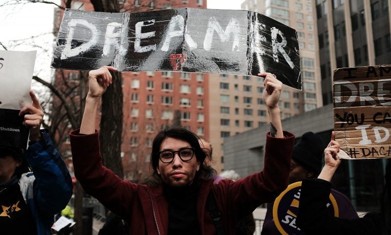 Demonstrators protest the lack of a deal on the Deferred Action for Childhood Arrivals program, which includes so-called DREAMers, last month outside of Federal Plaza in New York City. There is still no deal. (Spencer Platt/Getty Images)