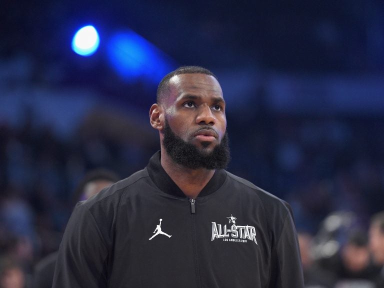 LeBron James warms up prior to the NBA All-Star Game at Staples Center in Los Angeles on Sunday.
