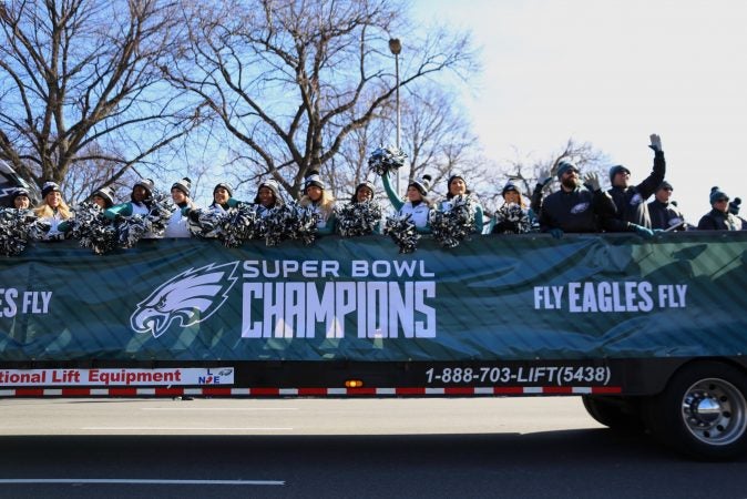 Philadelphia Eagles Cheerleaders at the Super Bowl Championship parade on Broad Street.