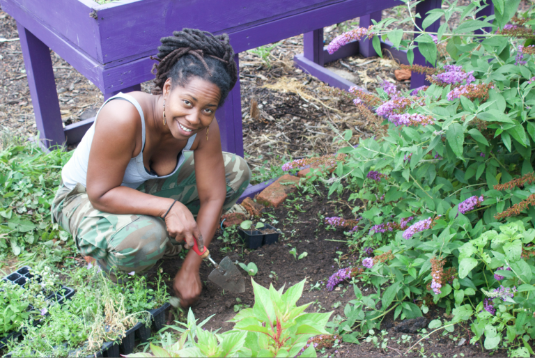Kirtrina Baxter at work at her community farm in North Philadelphia. (Provided)