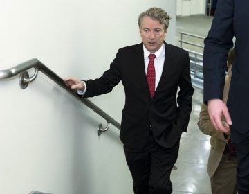 Sen. Rand Paul, R-Ky., walks to the Senate chamber, at the U.S. Capitol, Thursday, Feb. 8, 2018, in Washington.(AP Photo/Jose Luis Magana)