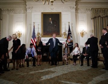 President Donald Trump hosts a listening session with high school students, teachers, and others