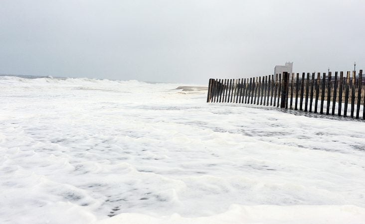 The month's fourth strong nor'easter storm has brought some wind, rain, and beach erosion along with minor flooding to Rehoboth Beach and Dewey Beach and Indian River Inlet, Wednesday March 21. No damage has been reported and Coastal Highway south of Dewey Beach has remained open.
(Chuck Snyder/for WHYY)