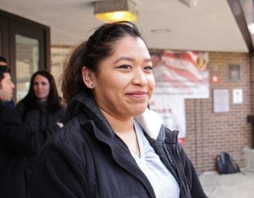 Alma Aparicio spoke at a pro-DACA rally at Rutgers Camden, where she is a student. She immigrated to the United States when she was 3 and is able to work and attend school under the DACA (Deferred Action for Childhood Arrivals) program, now threatened by the Trump administration.