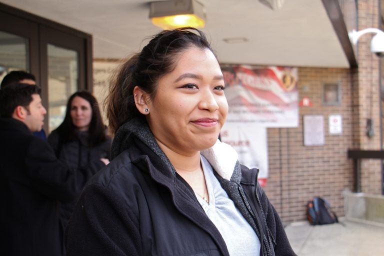 Alma Aparicio spoke at a pro-DACA rally at Rutgers Camden, where she is a student. She immigrated to the United States when she was 3 and is able to work and attend school under the DACA (Deferred Action for Childhood Arrivals) program, now threatened by the Trump administration.