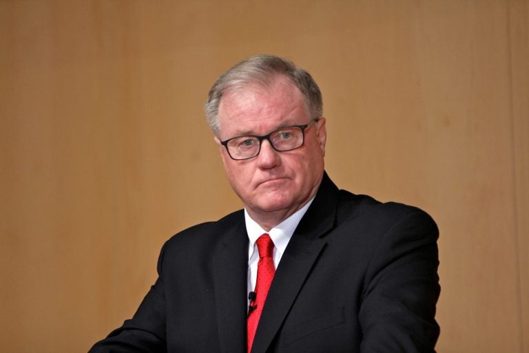 Republican candidate for governor of Pennsylvania, Scott Wagner, participates in a debate at the National Constitution Center.