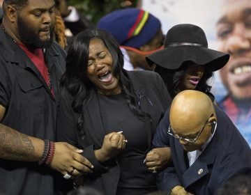 Sandra Sterling, the aunt of Alton Sterling cries out after viewing his body at the F.G. Clark Activity Center in Baton Rouge, La., Friday, July 15, 2016. Alton Sterling was shot July 5 outside a Baton Rouge convenience store in an encounter with police that was caught on video.