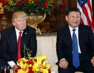 President Donald Trump and Chinese President Xi Jinping, sit as they pose for photographers before a meeting at Mar-a-Lago, Thursday, April 6, 2017, in Palm Beach, Fla.